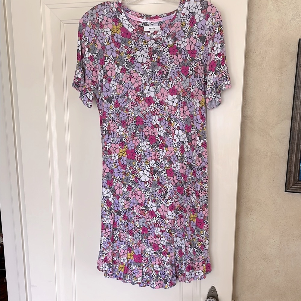 🌸Kensie Floral Sleep Dress w/ Pockets Pink Multi Size S